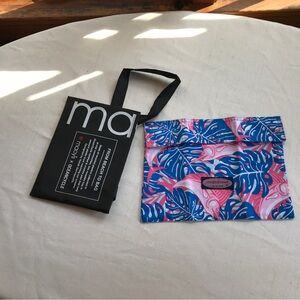 Blue and Pink Leaf Print Pouch